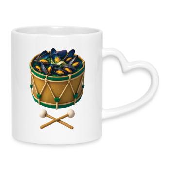 MUSCHELN SCHNEIDEN – Belgien - Tasse mit Herzhenkel - Weiß - Rechts