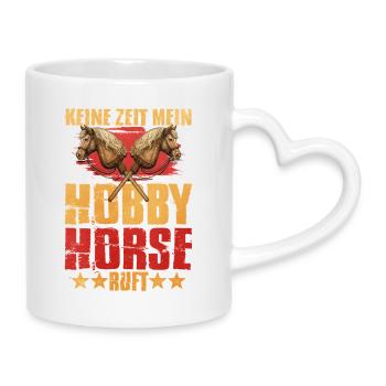 Double Horse Heads Hobby Horse Statement - Mug with Heart-Shaped Handle - white - Right