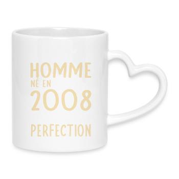 18th birthday - Born in March 2008 - Mug with Heart-Shaped Handle - white - Right
