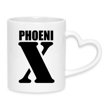 Phoenix – First Name Design | Minimal Typography - Tasse mit Herzhenkel - Weiß - Rechts