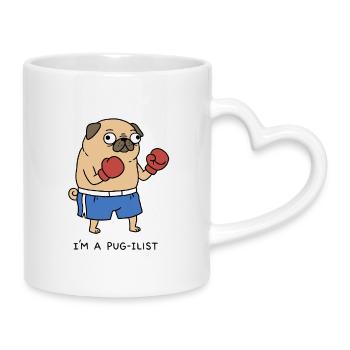 Ich bin ein Boxer, lustiger Boxer, Mopshund, Wortspiel - Tasse mit Herzhenkel - Weiß - Rechts