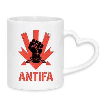 Antifa - Produits dérivés antifascistes - Mug avec anse en forme de cœur - blanc - Droite
