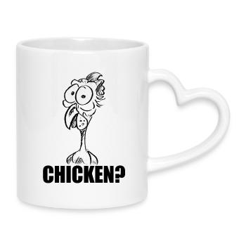 POULET ? Tête de poulet déconcertée – Humour - Mug avec anse en forme de cœur - blanc - Droite