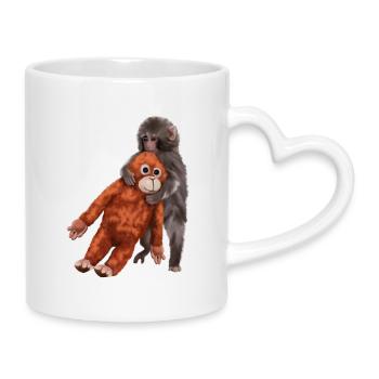 Punch Punch-Kun - Singe - Mug avec anse en forme de cœur - blanc - Droite