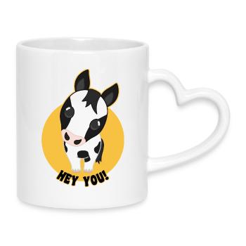 Dessin animé de cheval « Hey You » - Mug avec anse en forme de cœur - blanc - Droite