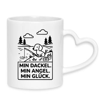 Dackel Angel Glück - Tasse mit Herzhenkel - Weiß - Rechts