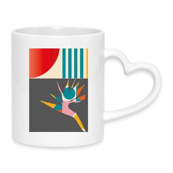Geometrische Paradiesvogelblume Modern Retro Art - Tasse mit Herzhenkel - Weiß - Rechts