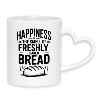 Le bonheur, c’est l’odeur du pain fraîchement cuit - Mug avec anse en forme de cœur - blanc - Droite