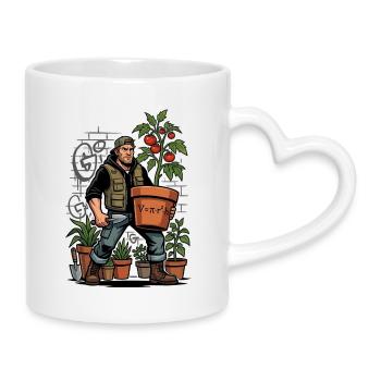 Jardinier avec lait en poudre à tomates - Mug avec anse en forme de cœur - blanc - Droite