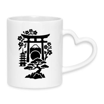 Silhouette du Japon - Mug avec anse en forme de cœur - blanc - Droite