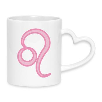 Symbole du signe du zodiaque du Lion rose pastel - Mug avec anse en forme de cœur - blanc - Droite