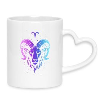 Colorful Aries Zodiac - Mug with Heart-Shaped Handle - white - Right