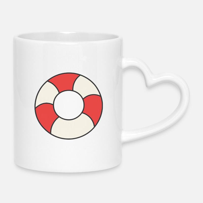 Schwimmreifen - Tasse mit Herzhenkel - Weiß