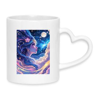 Fille dans la galaxie - Mug avec anse en forme de cœur - blanc - Droite