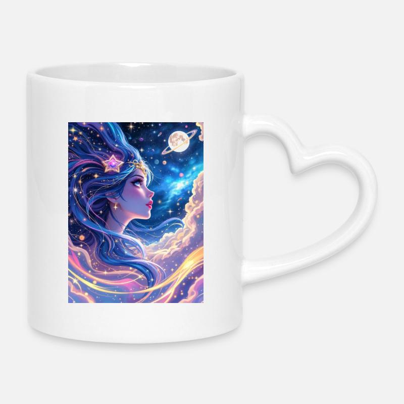 Fille dans la galaxie - Mug avec anse en forme de cœur - blanc