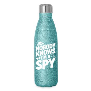 Personne ne sait que je suis un espion - Gourde isotherme pailletée 500 ml - paillettes bleues - Droite