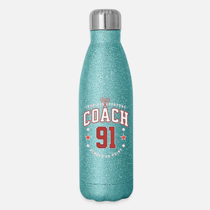 Tennis Coach Geburtstag 1991, Bester Trainer cap - Glitzer Isolierflasche 500 ml - Blau Glitzer