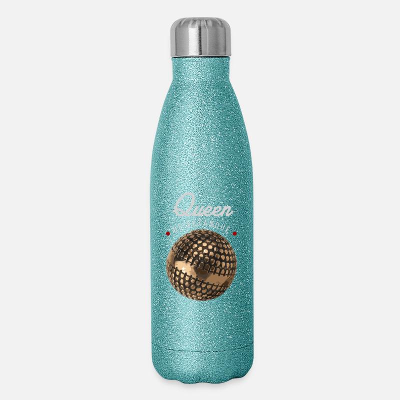 Königin des Pétanque - Glitzer Isolierflasche 500 ml - Blau Glitzer