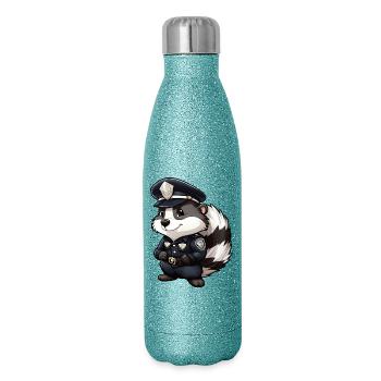 Police de la mouffette - Gourde isotherme pailletée 500 ml - paillettes bleues - Droite