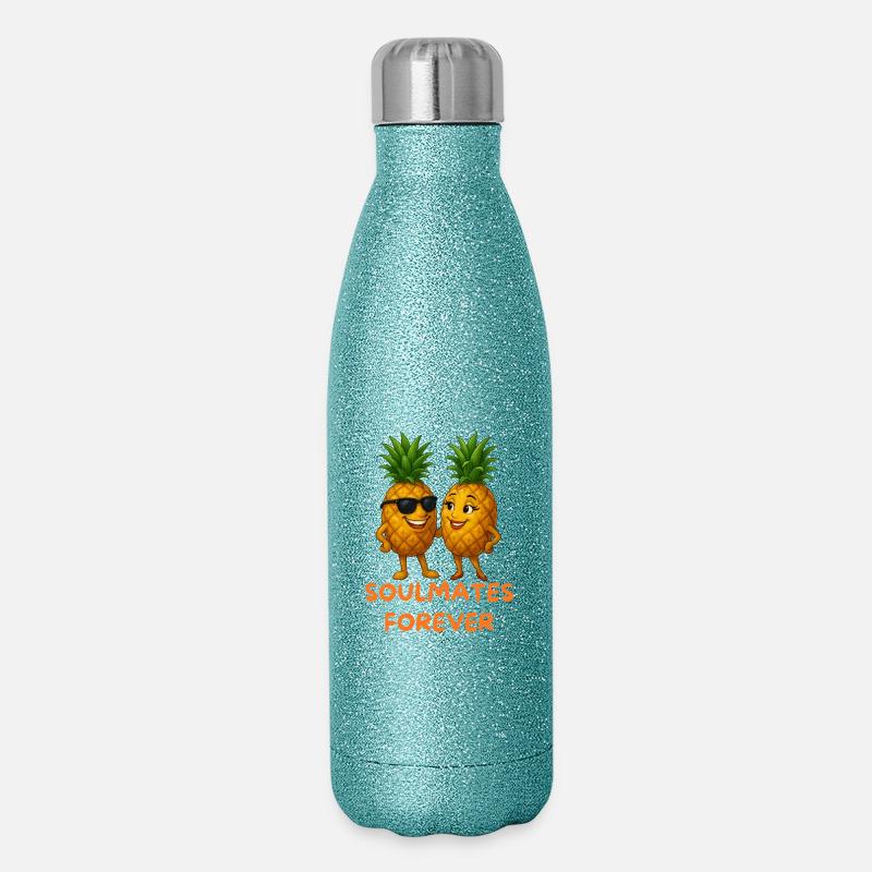 Soulmates Pineapples Forever - Glitzer Isolierflasche 500 ml - Blau Glitzer