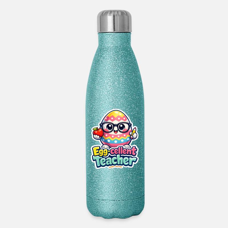 Egg Cellent Enseignant Œuf de Pâques - Gourde isotherme pailletée 500 ml - paillettes bleues
