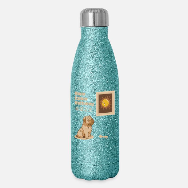 Cane e palla da tennis Immagine - Borraccia termica glitter 500 ml - blu glitterato