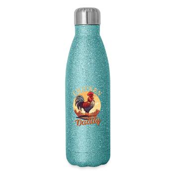 Königlicher Waliser mit Hahnenkopf - Glitzer Isolierflasche 500 ml - Blau Glitzer - Rechts
