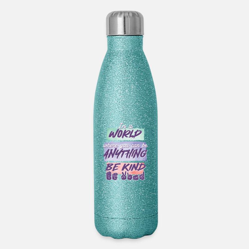 ASL Dolmetscher Gebärdensprache - Glitzer Isolierflasche 500 ml - Blau Glitzer
