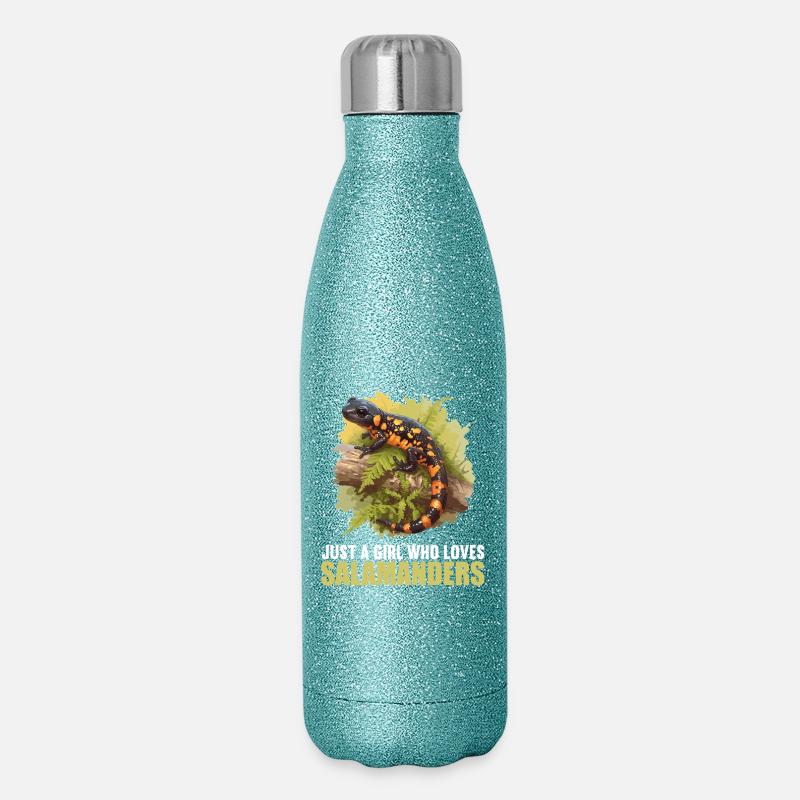 Feuersalamander Salamander - Glitzer Isolierflasche 500 ml - Blau Glitzer