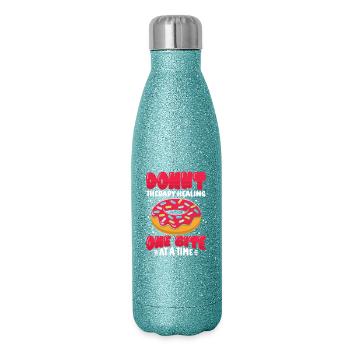 Restauration rapide en donuts - Gourde isotherme pailletée 500 ml - paillettes bleues - Droite