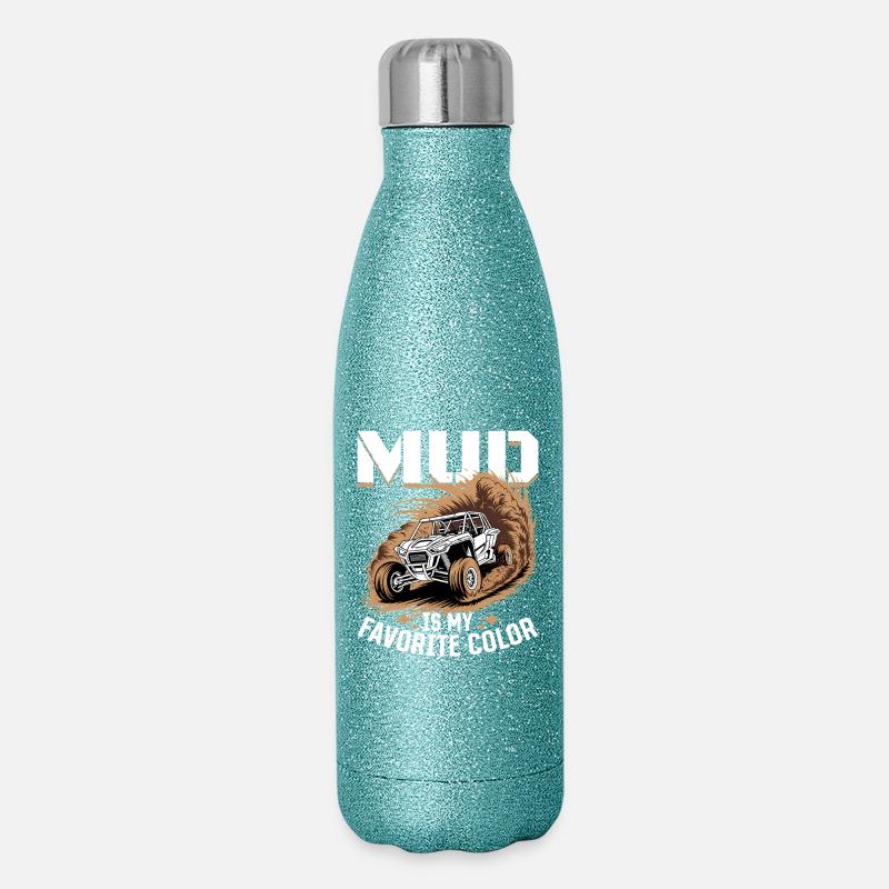 UTV Off Road Boy Men 4 Wheeler Side by side - Glitzer Isolierflasche 500 ml - Blau Glitzer