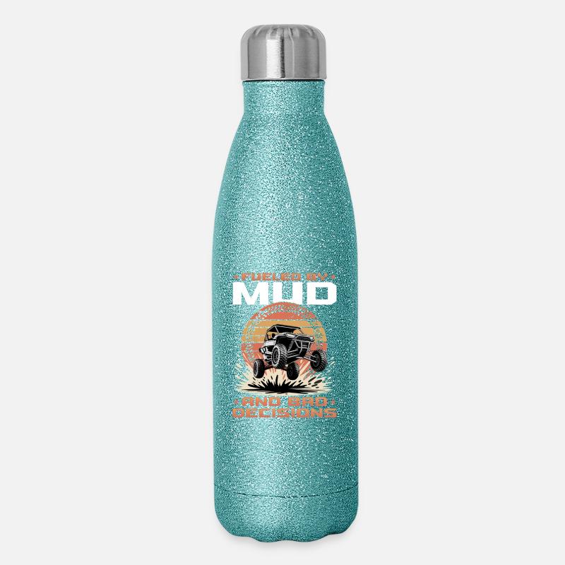 UTV Off Road 4 Wheeler Side by side - Glitter Thermal Bottle 500 ml - blue glitter