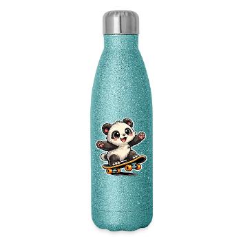 Panda Skateboard Joy - Glitter Thermal Bottle 500 ml - blue glitter - Right