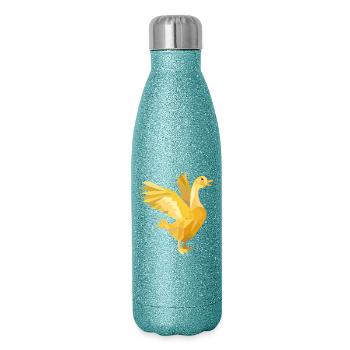 A golden goose as a rich symbol - Glitter Thermal Bottle 500 ml - blue glitter - Right