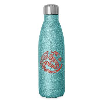 Red Celtic Dragon - Glitter Thermal Bottle 500 ml - blue glitter - Right