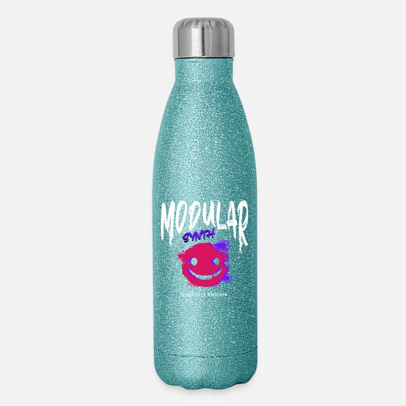 Modular Synth Synthesizer Waveform - Glitter Thermal Bottle 500 ml - blue glitter