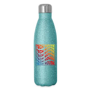 Tech House Neon Gradient Wiederholt sich - Glitzer Isolierflasche 500 ml - Blau Glitzer - Rechts