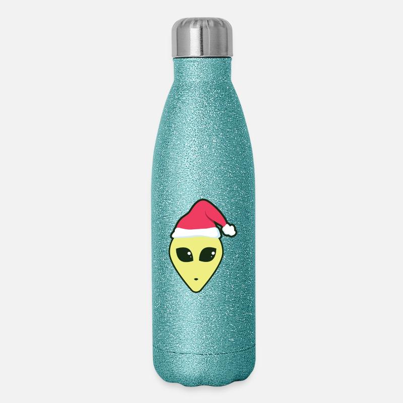 alien_santa - Glitzer Isolierflasche 500 ml - Blau Glitzer
