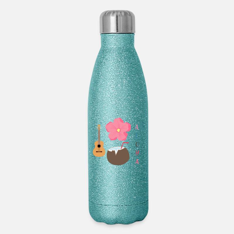 Hawaiian Harmony Designe - Gourde isotherme pailletée 500 ml - paillettes bleues