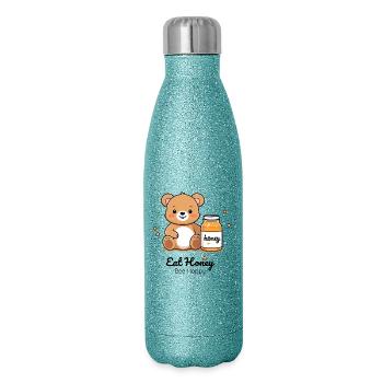 Cuddly bear with honey jar - Glitter Thermal Bottle 500 ml - blue glitter - Right