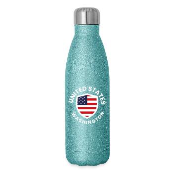 Schildflagge der Vereinigten Staaten: patriotisches Design - Glitzer Isolierflasche 500 ml - Blau Glitzer - Rechts