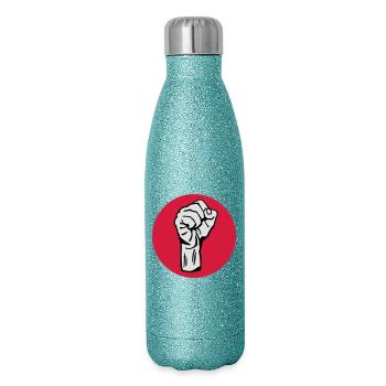 Faust - Protest - Demokratie - Glitzer Isolierflasche 500 ml - Blau Glitzer - Rechts