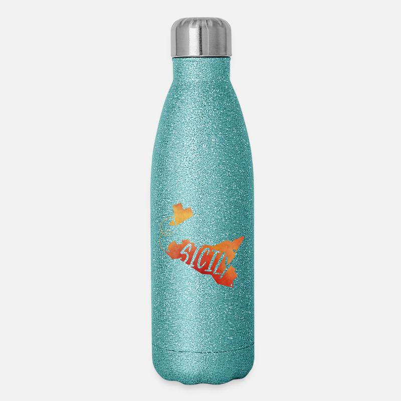 Sicily - Glitzer Isolierflasche 500 ml - Blau Glitzer