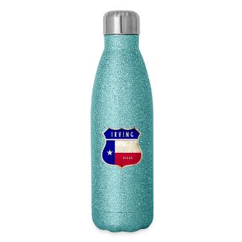 Design du drapeau Irving Texas Crest - Gourde isotherme pailletée 500 ml - paillettes bleues - Droite