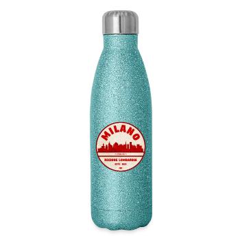 Milano Lombardia Retro Skyline - Gourde isotherme pailletée 500 ml - paillettes bleues - Droite