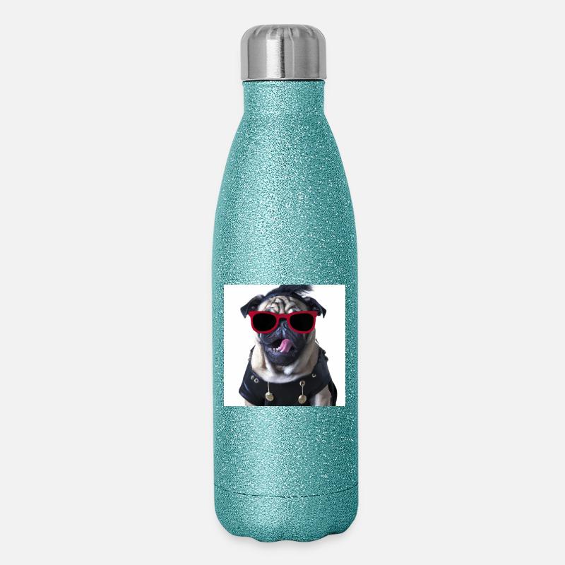 punk mops - Glitzer Isolierflasche 500 ml - Blau Glitzer