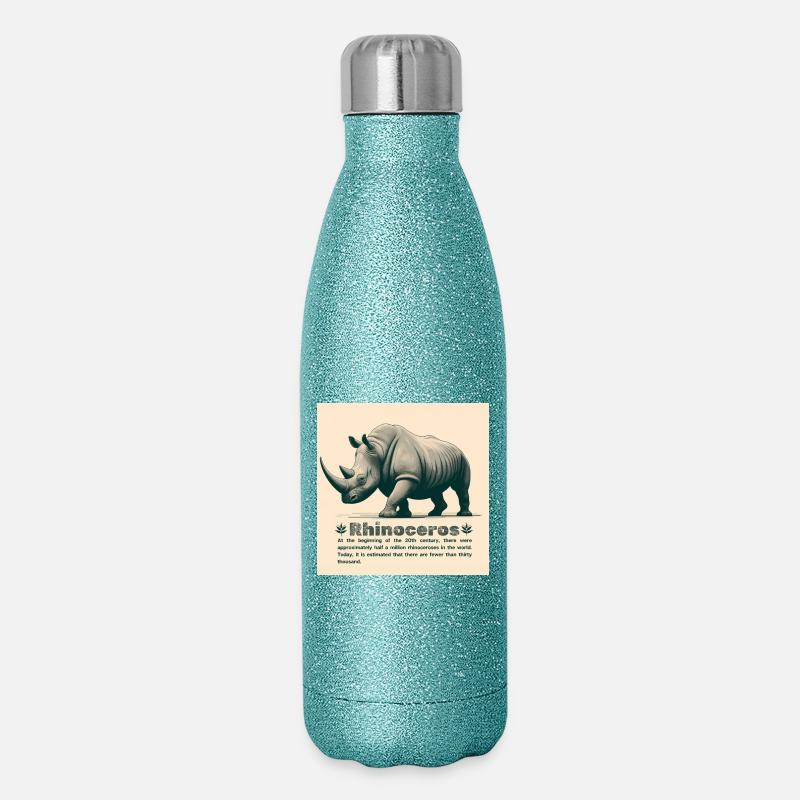 Rhinoceros - Glitter Thermal Bottle 500 ml - blue glitter