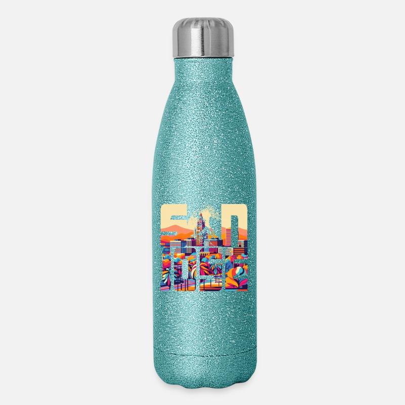 SAN JOSE - Glitzer Isolierflasche 500 ml - Blau Glitzer