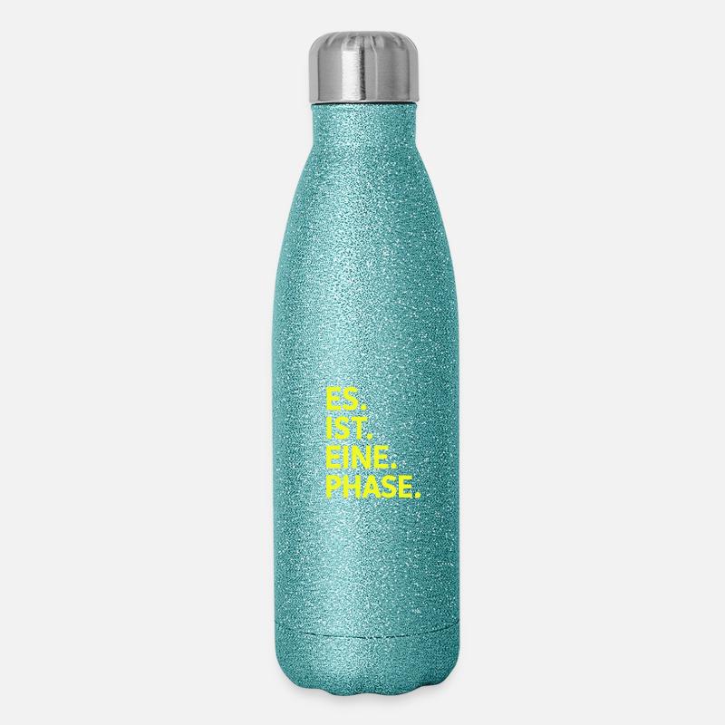 It. Is. One. Phase. Neon yellow - Glitter Thermal Bottle 500 ml - blue glitter