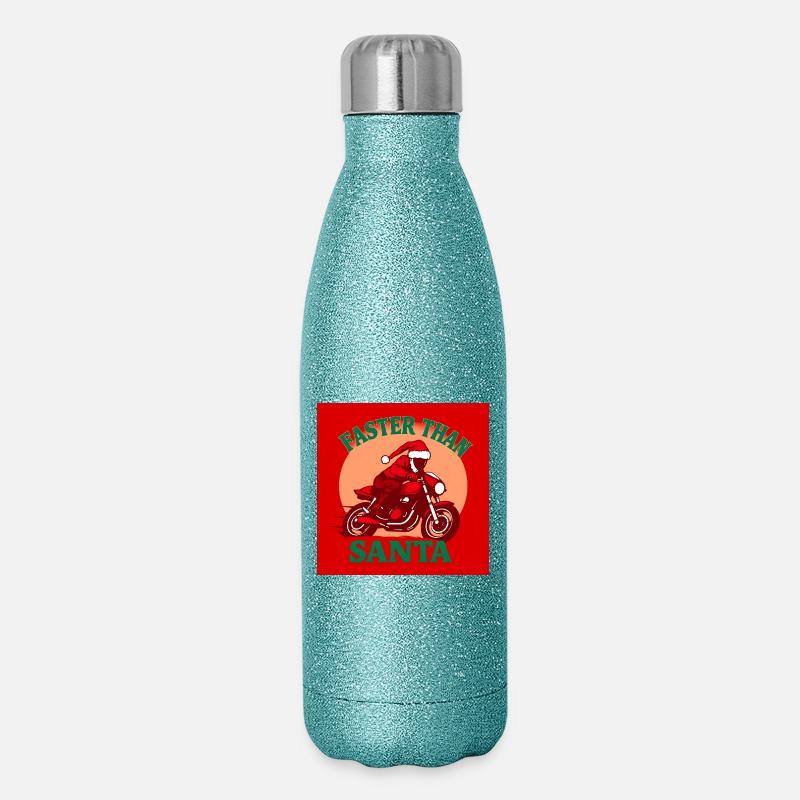 Faster than Santa - Glitter Thermal Bottle 500 ml - blue glitter